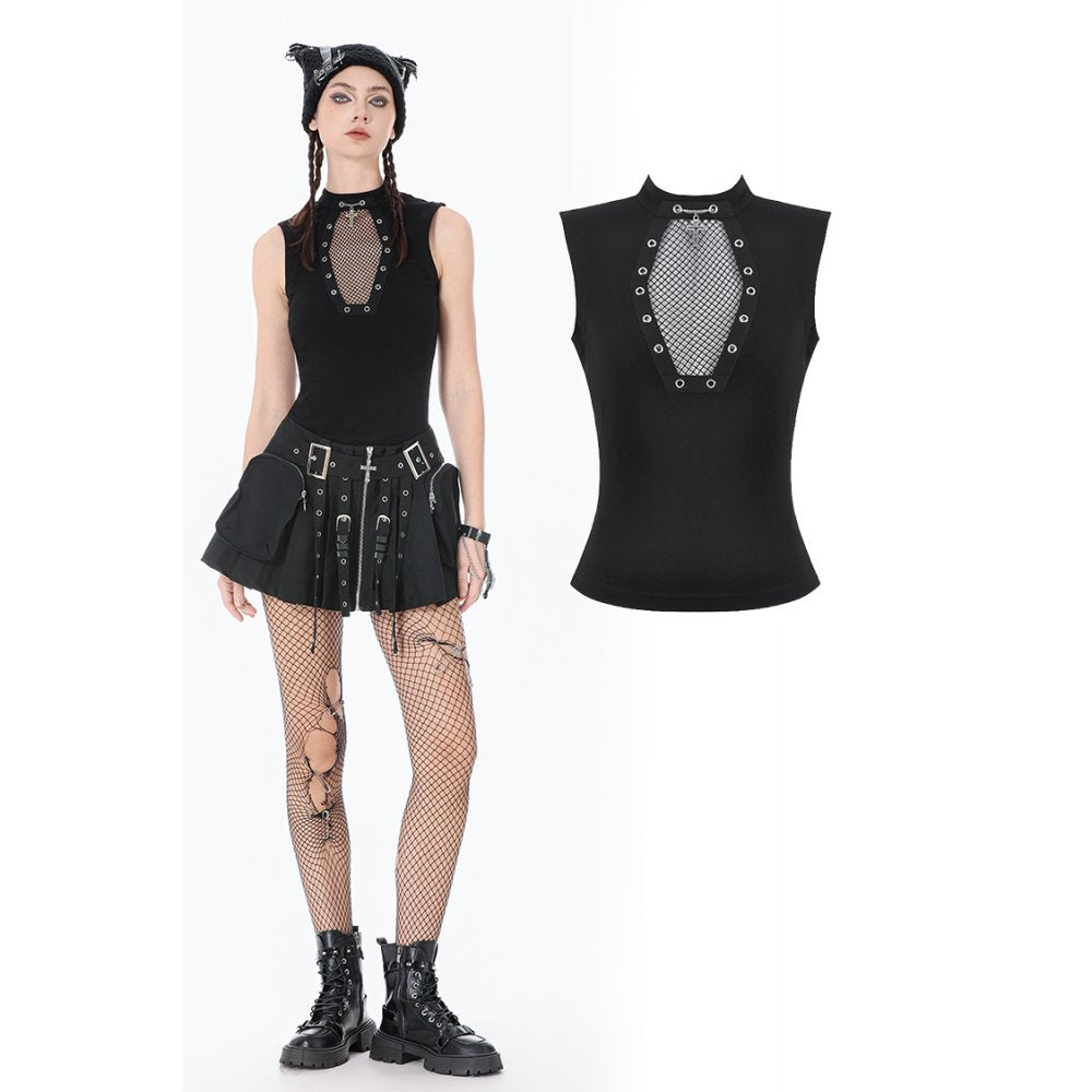 Dark in Love Punk Coffin Mesh Panel Top
