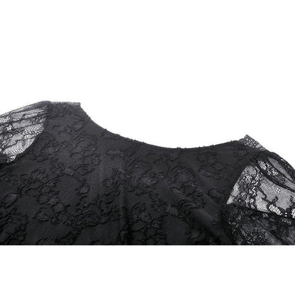 Dark in Love Zuri Gothic Romantic Lace Patchwork Bell-Sleeve Layered Cuff Top