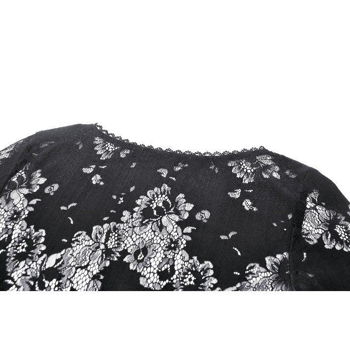 Dark in Love Emersyn Elegant Gothic Lace-Trimmed Long Robe