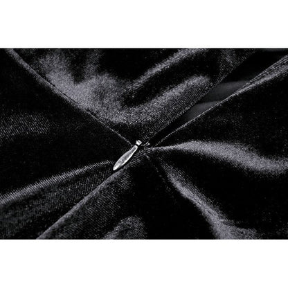 Dark in Love Vera Gothic Velvet High-Slit Maxi Dress with Hollow Neckline & Embroidered Buttons