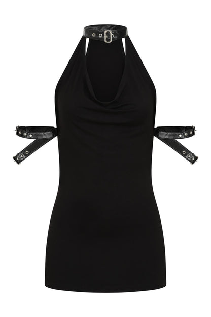 Necessary Evil Aphrodite Plunge Cowl Neck Top