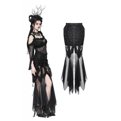Dark in Love Nevaeh Gothic Lace and Mesh Mermaid Skirt