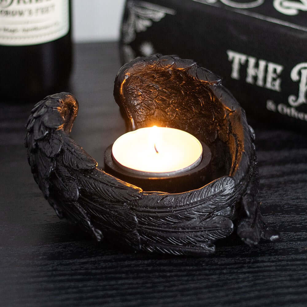 Gothic Gifts Raven Wings Tealight Candle Holder