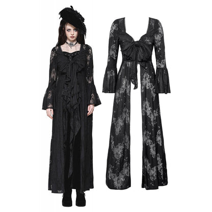 Dark in Love Emersyn Elegant Gothic Lace-Trimmed Long Robe