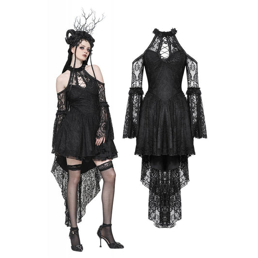 Dark in Love Gem Gothic Vine Lace Tail Dress
