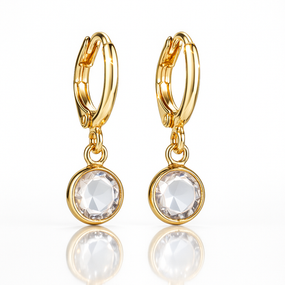 Vintage gold round crystal earrings