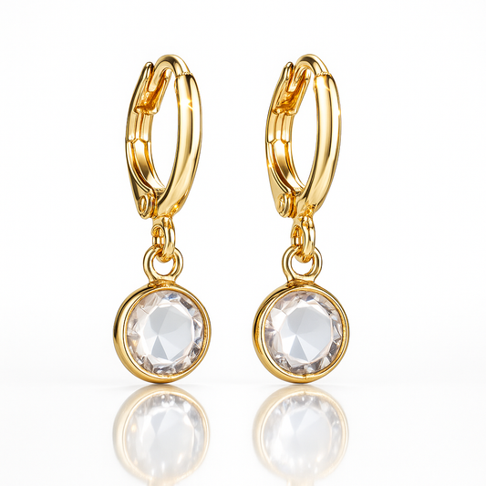 Vintage gold round crystal earrings