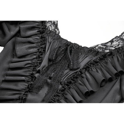 Dark in Love Seraphina Ruched Puff Sleeve Corset Top in Black