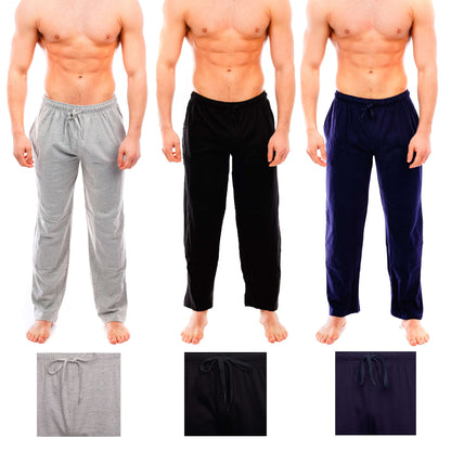 2 Pack Men's Cotton Lounge Bottoms Stretchable PJ Pants Available in Black Navy Grey Durable and Cozy Loungewear Medium to 5X-Large by Sock Stack
