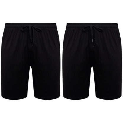 2 Pack Men's Cotton Lounge Shorts Stretchable Available in Black Navy Grey Durable and Cozy Loungewear Medium to 5X-Large by Sock Stack