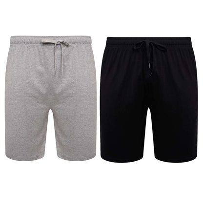 2 Pack Men's Cotton Lounge Shorts Stretchable Available in Black Navy Grey Durable and Cozy Loungewear Medium to 5X-Large by Sock Stack