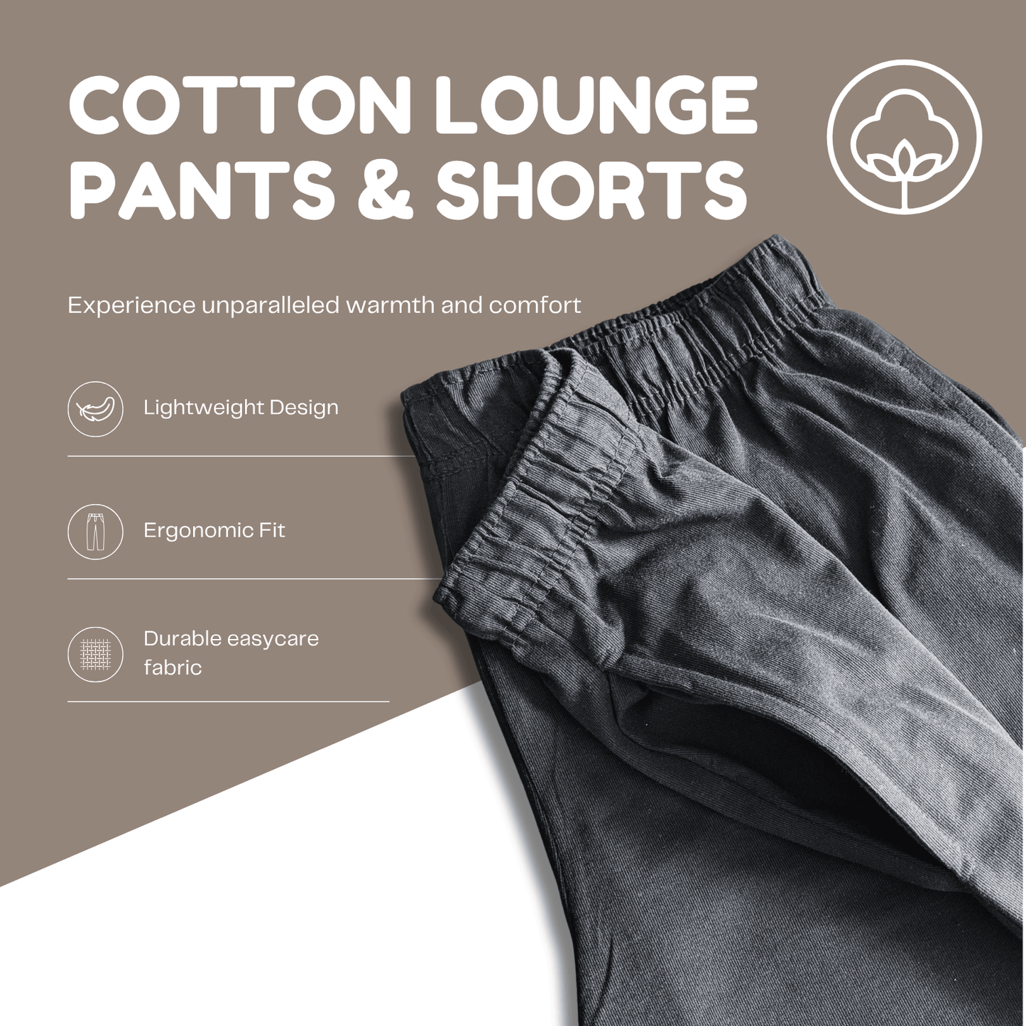 2 Pack Men's Cotton Lounge Bottoms Stretchable PJ Pants Available in Black Navy Grey Durable and Cozy Loungewear Medium to 5X-Large by Sock Stack