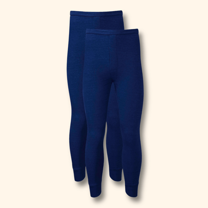 2 Pack Men's Thermal Underwear Long John Trousers Bottom Warm Durable Baselayer Insulated Brushed Yarn for Running Hiking Outdoor Sports Workwear Small to XXL White Black Grey Navy by Heatwave Thermalwear