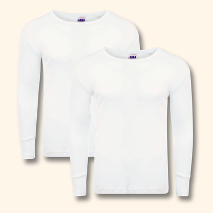 2 Pack Men's Thermal Underwear Long Sleeve Tops Warm Durable Baselayer Insulated Brushed Yarn for Running Hiking Cold Weather Sportswear Durable Winter Clothing Small to XXL White Black Grey Navy by Heatwave Thermalwear