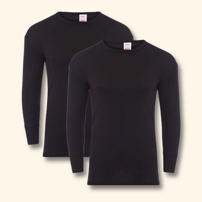 2 Pack Men's Thermal Underwear Long Sleeve Tops Warm Durable Baselayer Insulated Brushed Yarn for Running Hiking Cold Weather Sportswear Durable Winter Clothing Small to XXL White Black Grey Navy by Heatwave Thermalwear