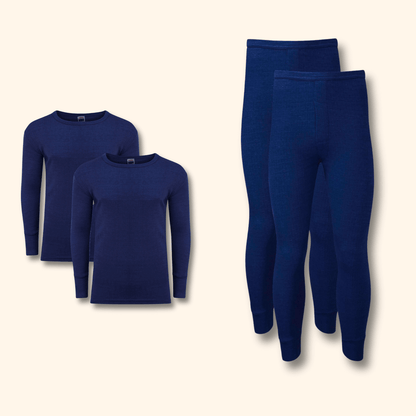 2 Pack Men's Thermal Underwear Set Long Sleeve Tops and Long John Bottoms Warm Baselayer Insulated Brushed Yarn for Running Hiking and Workwear Insulating Yarn Small to XXL White Black Grey Navy by Heatwave Thermalwear