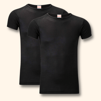 2 Pack Men's Thermal Underwear T Shirt Tops Warm Durable Baselayer Insulated Brushed Yarn for Running Hiking Outdoor Sports Workwear Small to XXL White Black Grey Navy by Heatwave Thermalwear