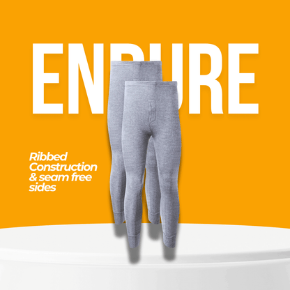 2 Pack Men's Thermal Underwear Long John Trousers Bottom Warm Durable Baselayer Insulated Brushed Yarn for Running Hiking Outdoor Sports Workwear Small to XXL White Black Grey Navy by Heatwave Thermalwear