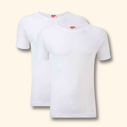 2 Pack Men's Thermal Underwear T Shirt Tops Warm Durable Baselayer Insulated Brushed Yarn for Running Hiking Outdoor Sports Workwear Small to XXL White Black Grey Navy by Heatwave Thermalwear