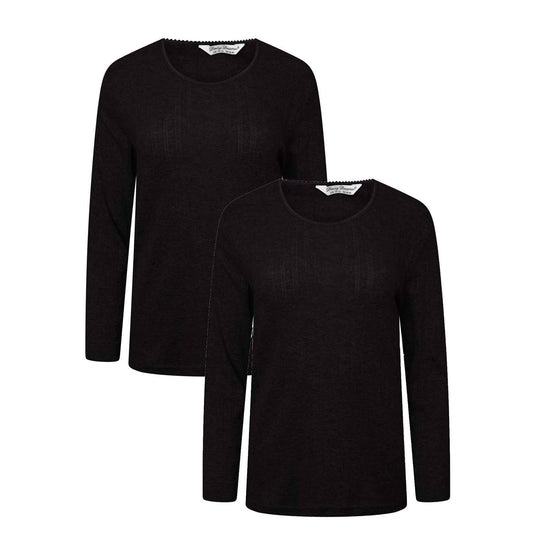 2 Pack Women's Thermal Long Sleeve Tops Base Layer Insulated Warm Underwear for Outdoor Sports Running Hiking Cold Weather Workwear by Heatwave Thermalwear