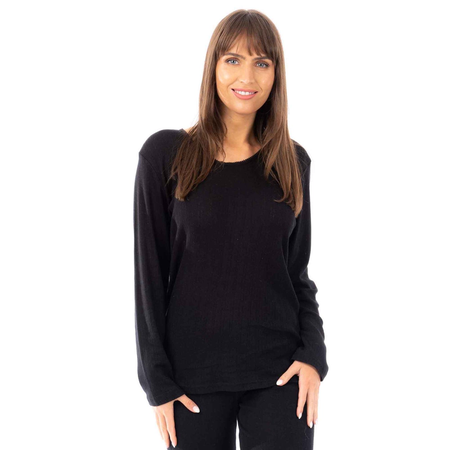 2 Pack Women's Thermal Long Sleeve Tops Base Layer Insulated Warm Underwear for Outdoor Sports Running Hiking Cold Weather Workwear by Heatwave Thermalwear