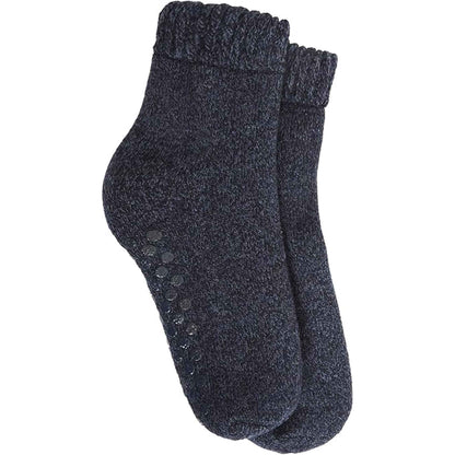 2 Pairs Men's Merino Wool Fleece Lined Slipper Socks Non-Slip Grips Cozy Winter Lounge Socks Tall Black Navy by Sock Stack