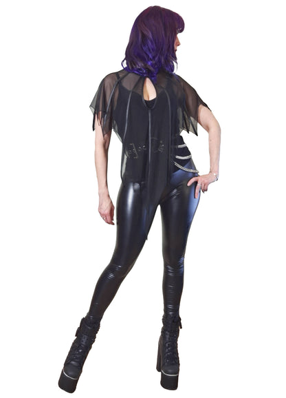 Necessary Evil Leutogi Mesh Bat Wing Effect Poncho Top
