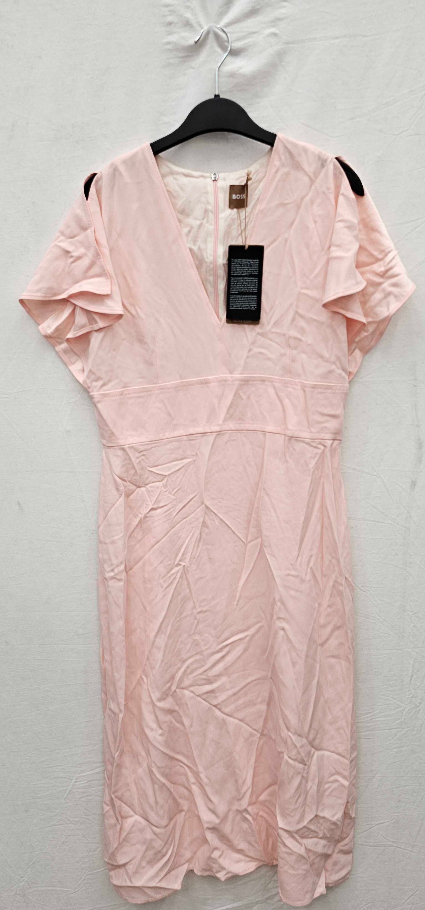 Boss - Pink Dawinga V-neck Midi Dress - Pink Size: Uk12