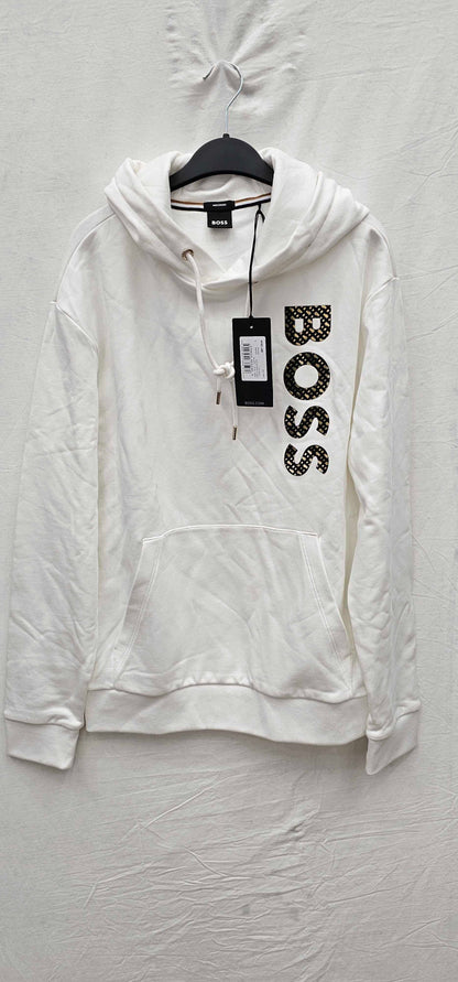Boss - White Seeger Cotton Hoodie - White Size: L