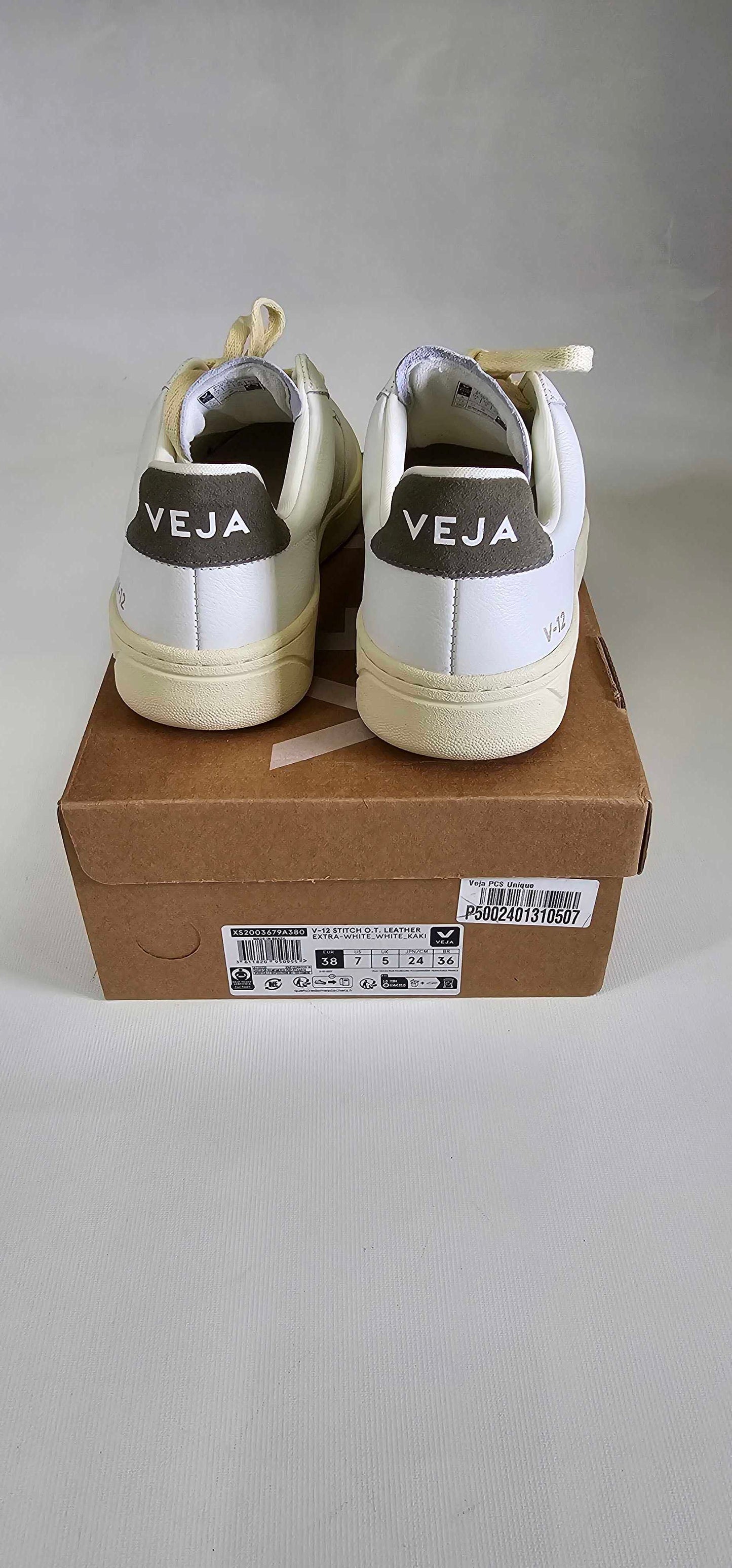 Veja - Women's White/khaki V-12 Trainers - White Size: Uk5
