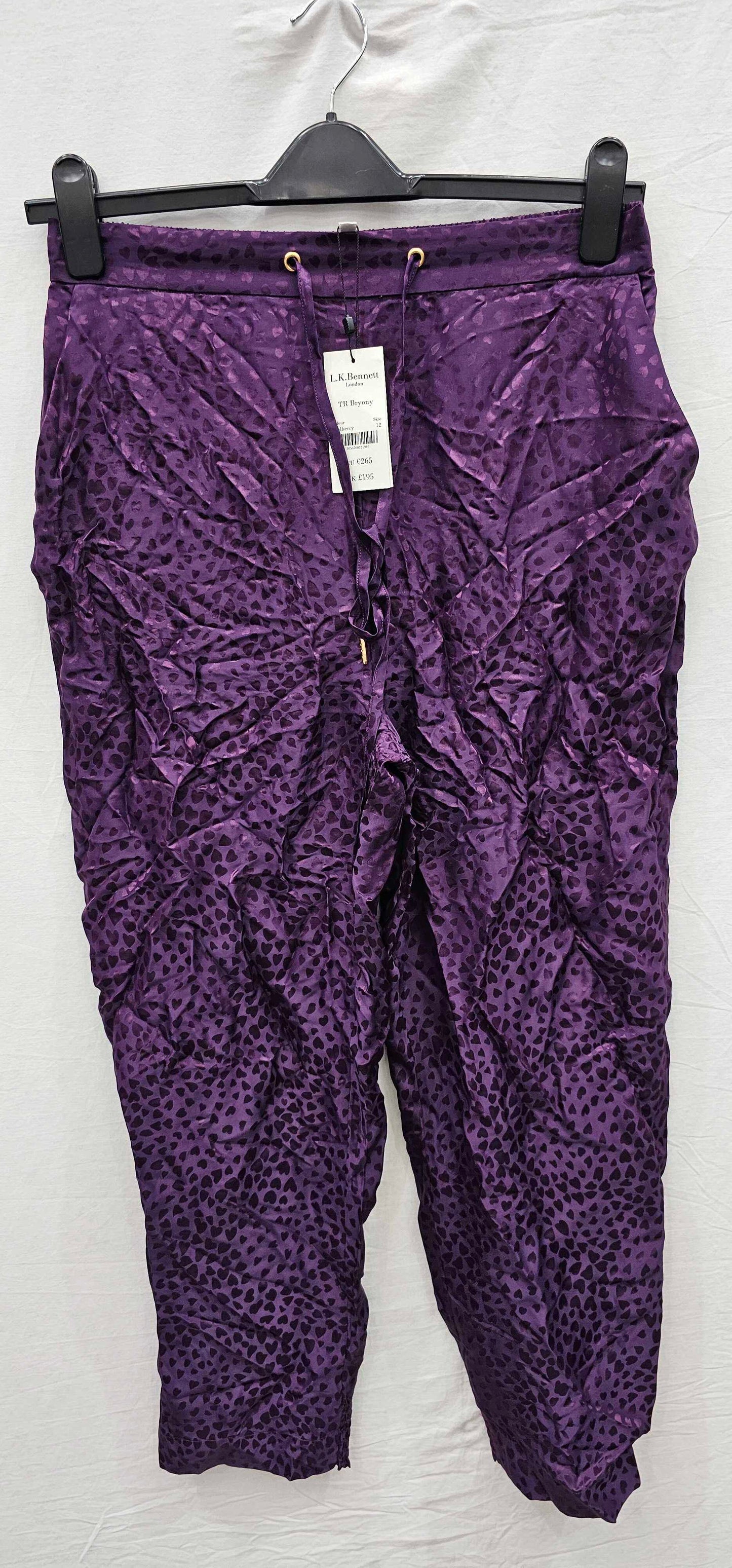 L K Bennett - Purple Bryony Silk Blend Trousers - Multi Size: Uk12