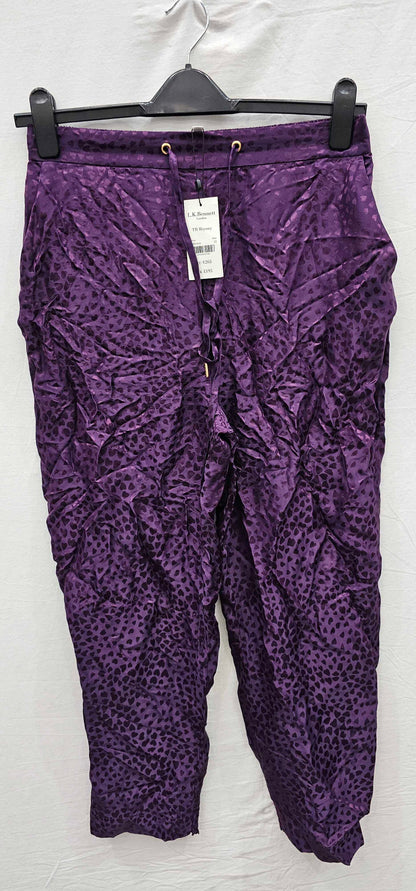 L K Bennett - Purple Bryony Silk Blend Trousers - Multi Size: Uk12
