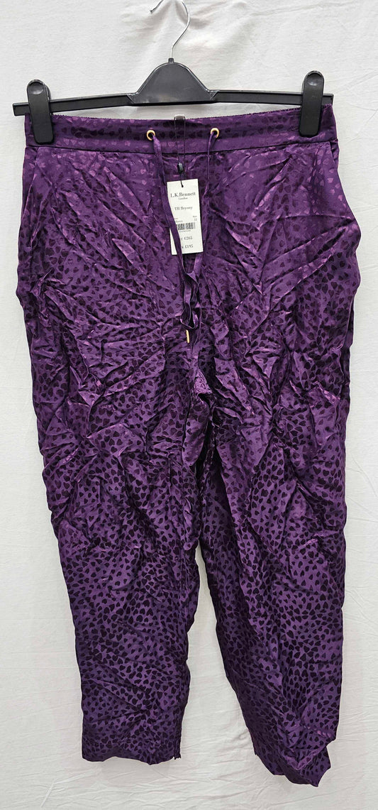 L K Bennett - Purple Bryony Silk Blend Trousers - Multi Size: Uk12