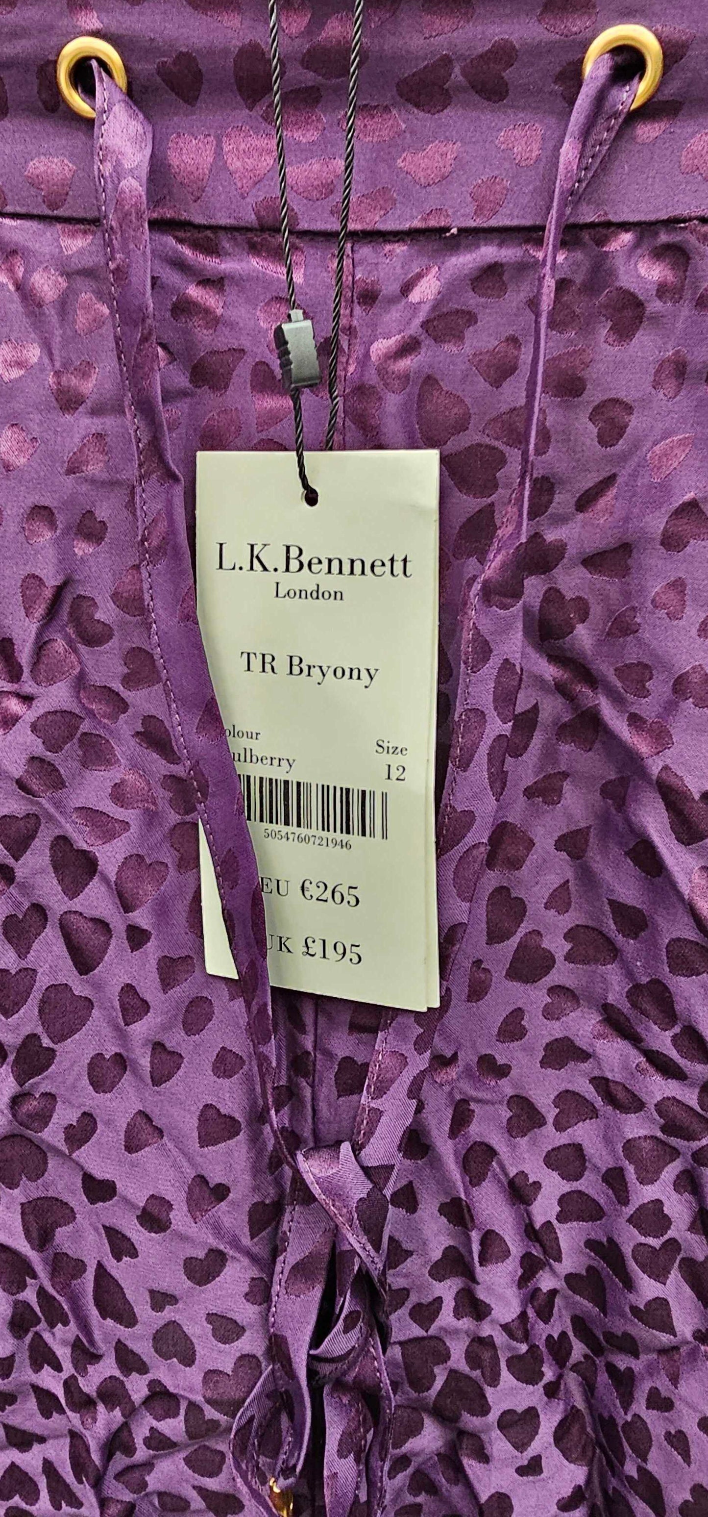 L K Bennett - Purple Bryony Silk Blend Trousers - Multi Size: Uk12