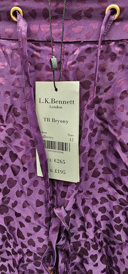 L K Bennett - Purple Bryony Silk Blend Trousers - Multi Size: Uk12