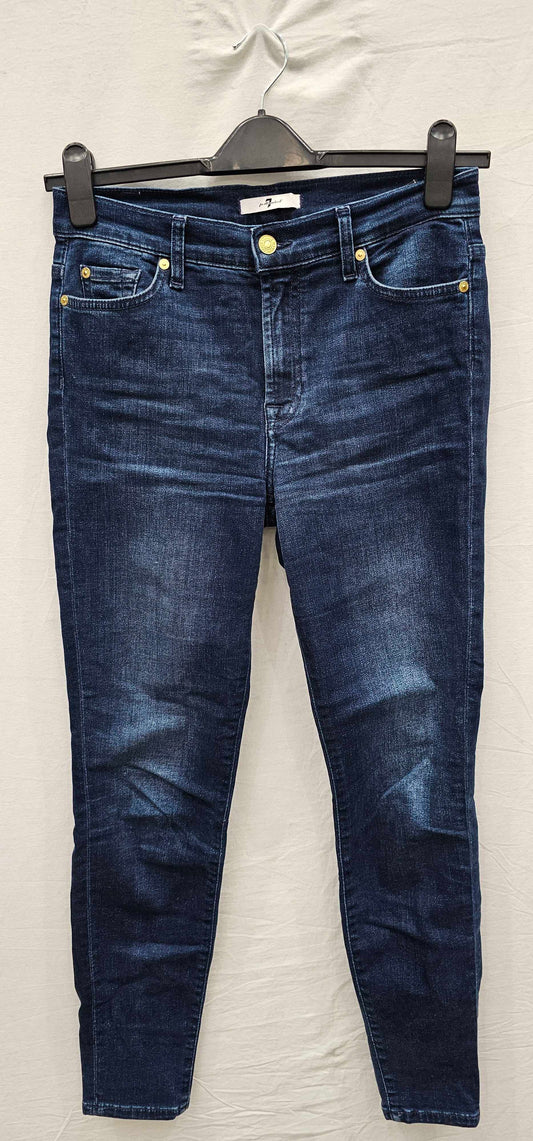 7 For All Mankind - Navy High Waisted Skinny Jeans - Blue Size: 29
