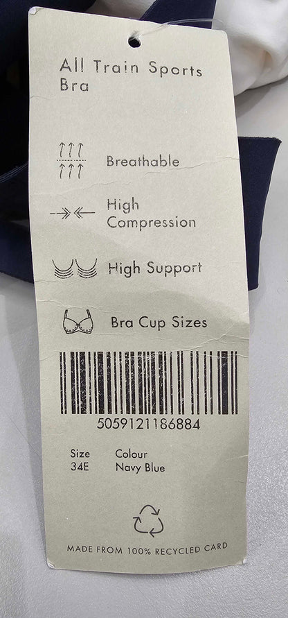 Sweaty Betty - Navy Blue All Train Sports Bra - Blue Size: 34E
