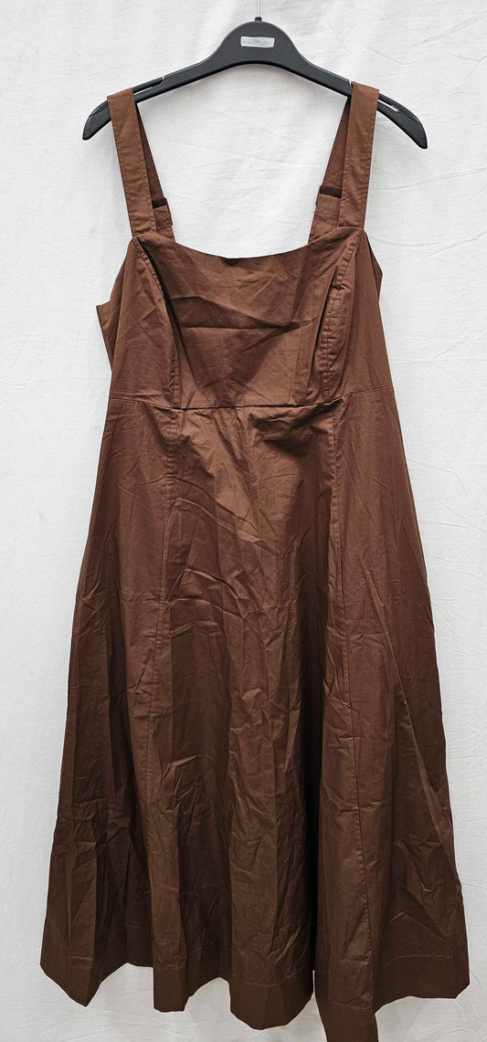 Whistles - Brown Petite Anna Cotton Midi Dress - Brown Size: Uk16