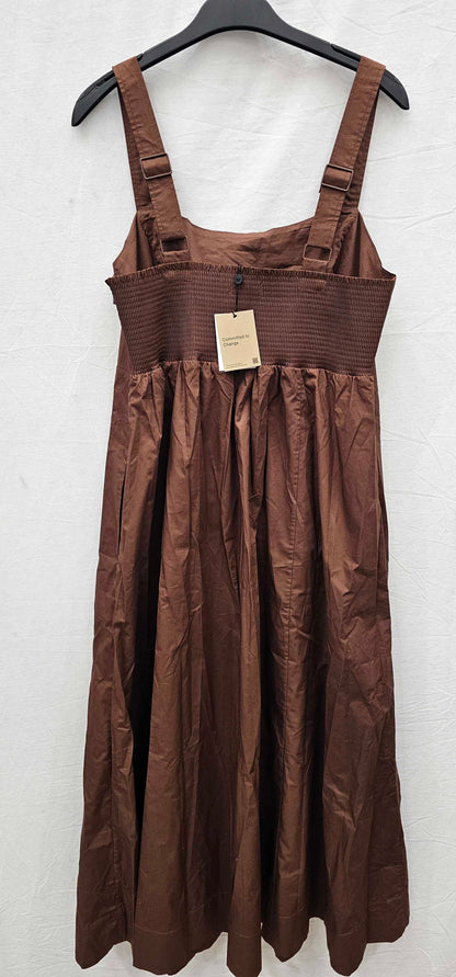 Whistles - Brown Petite Anna Cotton Midi Dress - Brown Size: Uk16