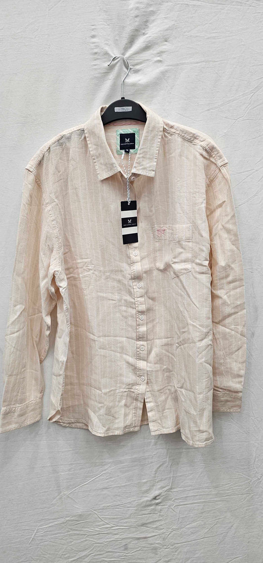 Crew Clothing - Cream Stripe Linen Shirt - Multi Size: Uk16
