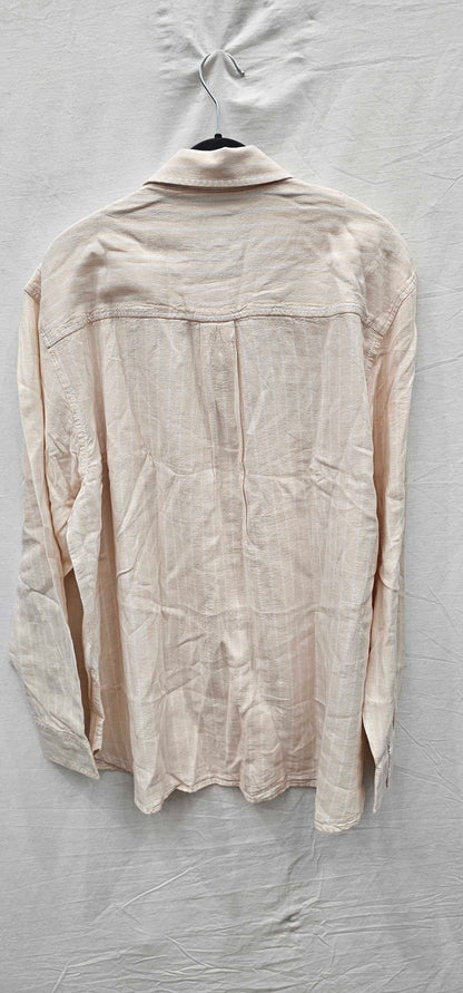 Crew Clothing - Cream Stripe Linen Shirt - Multi Size: Uk16
