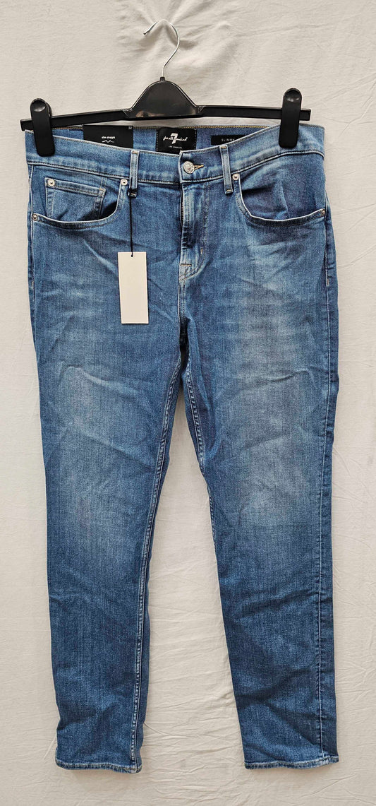 7 For All Mankind-smsr510lm-32-blue-faded Blue Slimmy Stretch Jeans-blue Size: 32