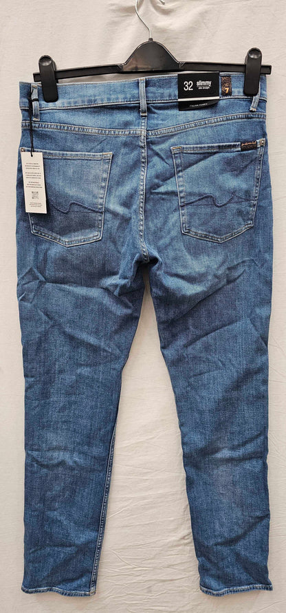 7 For All Mankind-smsr510lm-32-blue-faded Blue Slimmy Stretch Jeans-blue Size: 32