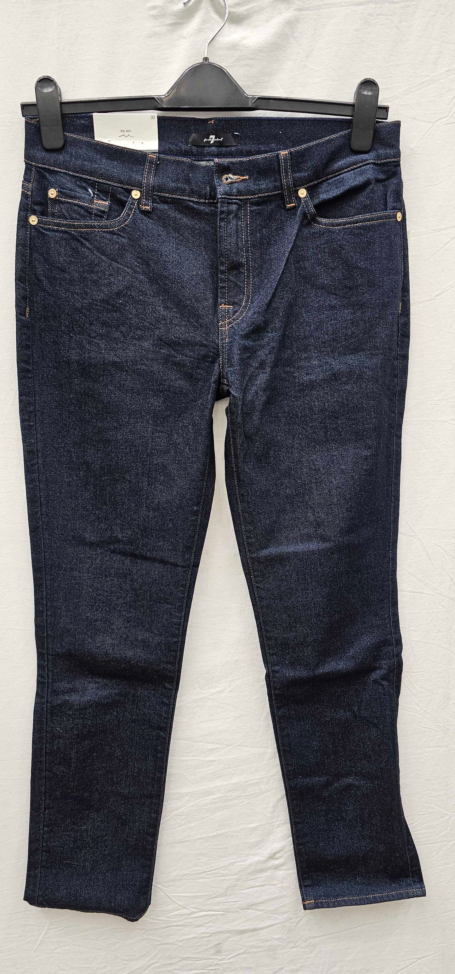 7 For All Mankind-swxa780ry-30-blue-dark Blue Roxanne Slim Stretch Jeans-blue Size: 30