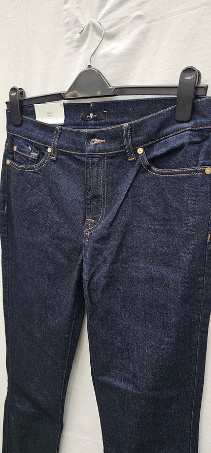 7 For All Mankind-swxa780ry-30-blue-dark Blue Roxanne Slim Stretch Jeans-blue Size: 30