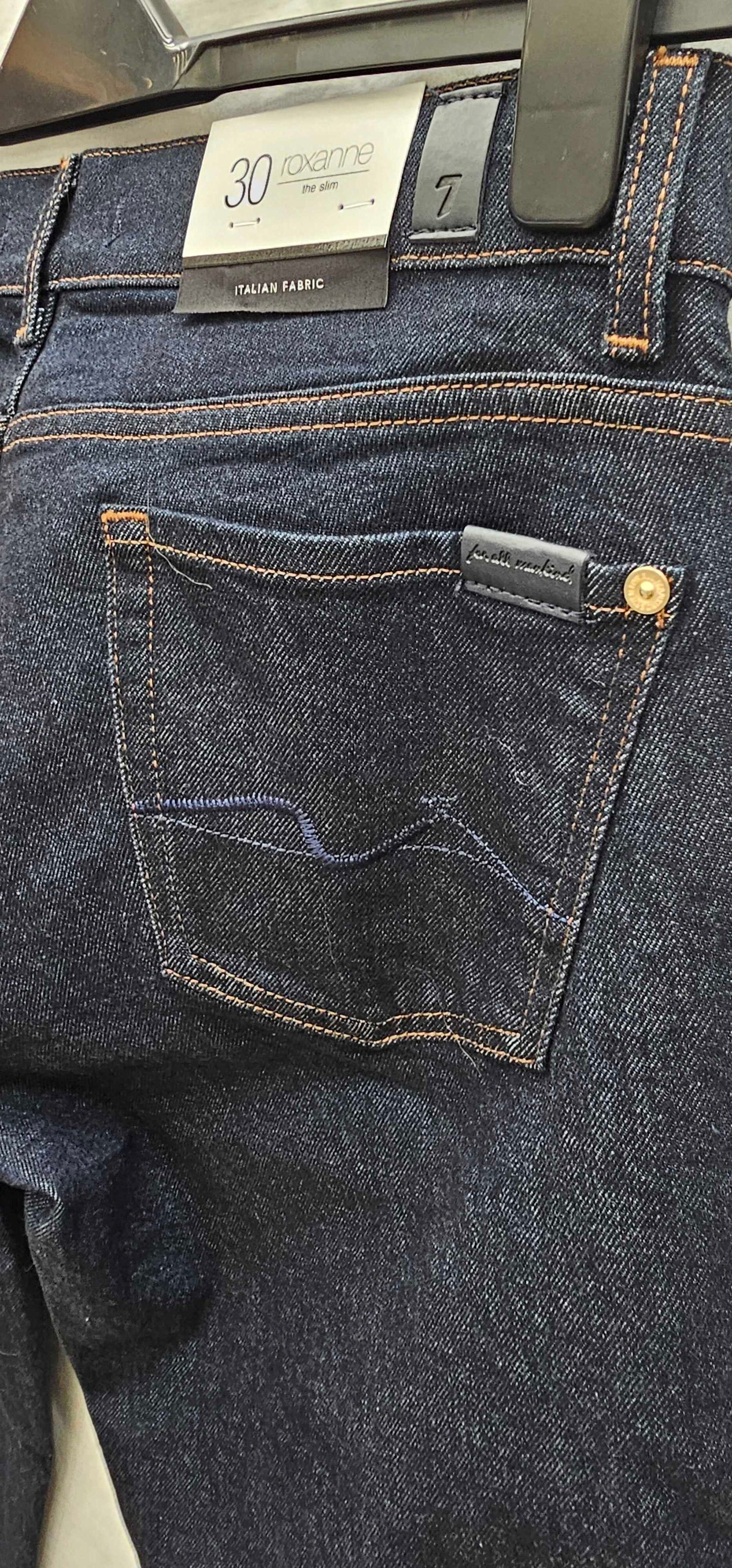 7 For All Mankind-swxa780ry-30-blue-dark Blue Roxanne Slim Stretch Jeans-blue Size: 30