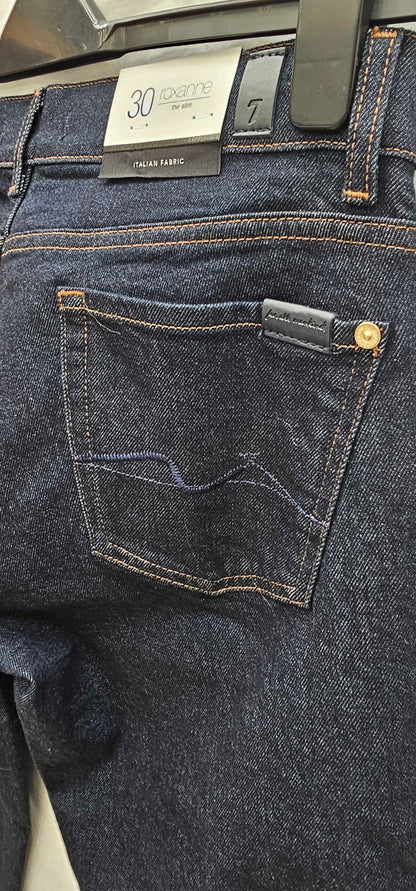 7 For All Mankind-swxa780ry-30-blue-dark Blue Roxanne Slim Stretch Jeans-blue Size: 30