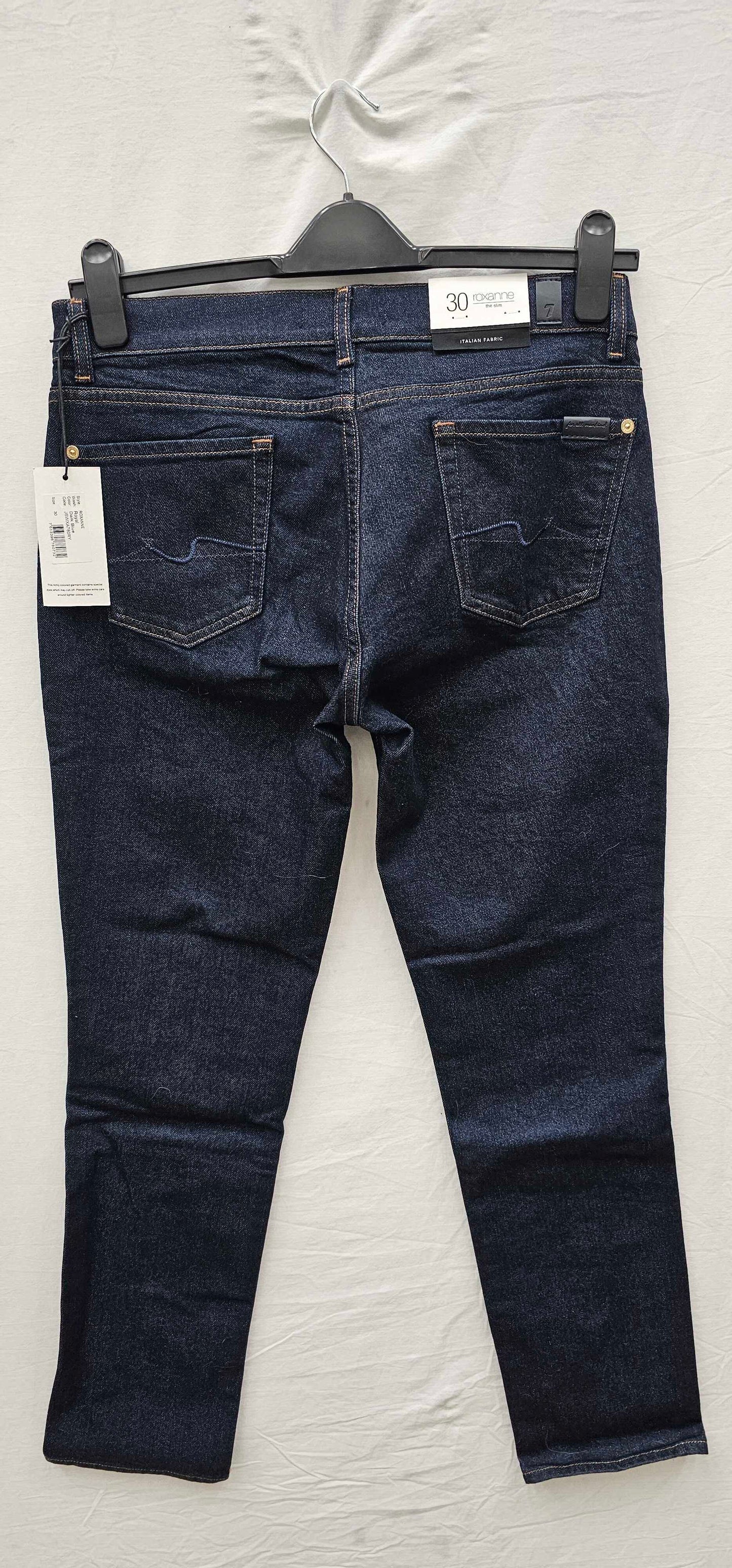 7 For All Mankind-swxa780ry-30-blue-dark Blue Roxanne Slim Stretch Jeans-blue Size: 30