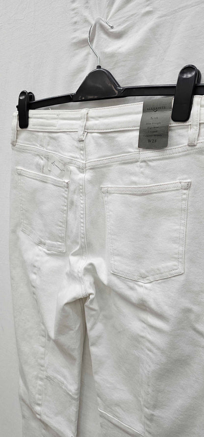 Allsaints-we404w White-28-white-white Kim Distressed Hem Stretch Jeans-white Size: 28