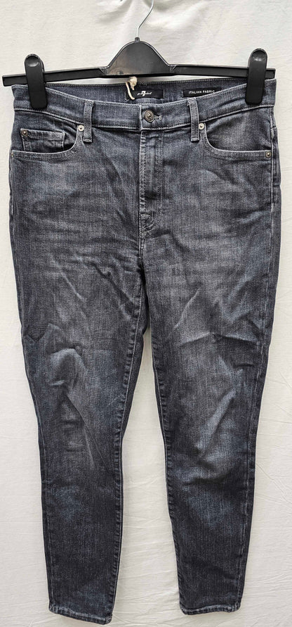 7 For All Mankind-swzc110pr-30-grey-grey Illusion Skinny Crop Stretch Jeans-grey Size: 30